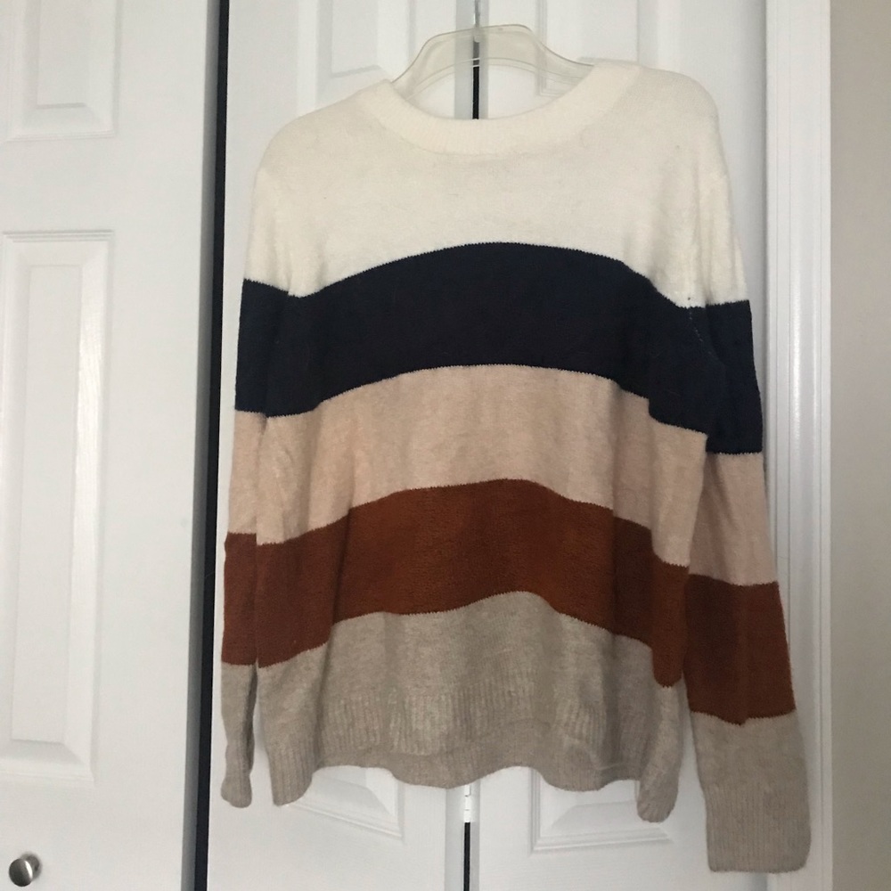 AVA & VIV Striped Crewneck Sweater